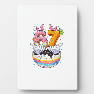 Boys Girls Easter Eggs Funny Bunny Six Seven 67 Me Plaque