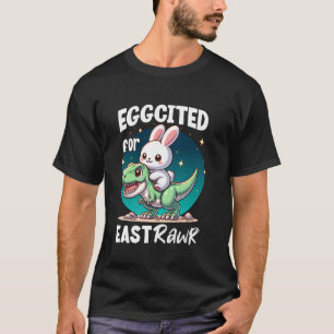 Boys Girls Eggcited for EastRAWR Easter Bunny T-Re T-Shirt