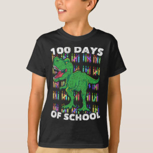 Boys Girls Kids Student T Rex 100 Days Of School T-Shirt