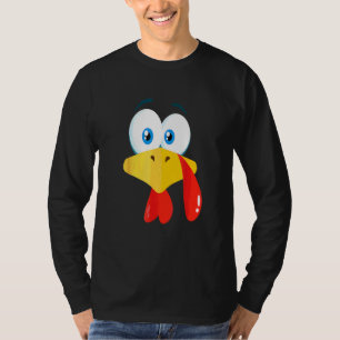 Boys Girls Kids Thanksgiving Trot Turkey Face Cost T-Shirt