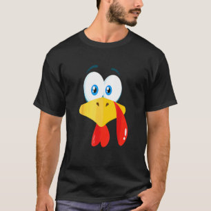 Boys Girls Kids Thanksgiving Trot Turkey Face Cost T-Shirt