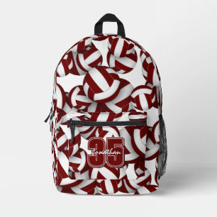 Boys girls maroon white volleyball club colours printed backpack