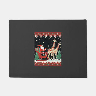 Boys Girls Santa Claus Riding Giraffe Sleigh Ugly Doormat