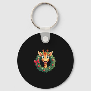 Boys Girls Santa Claus Riding Giraffe Sleigh Ugly  Key Ring
