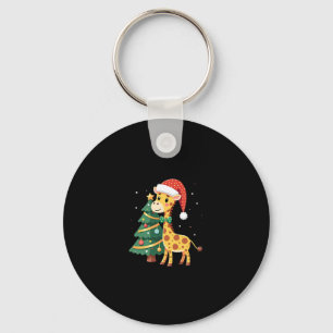 Boys Girls Santa Claus Riding Giraffe Sleigh Ugly  Key Ring