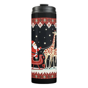 Boys Girls Santa Claus Riding Giraffe Sleigh Ugly  Thermal Tumbler
