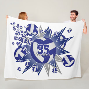 boys girls sporty blue white volleyball blowout fleece blanket