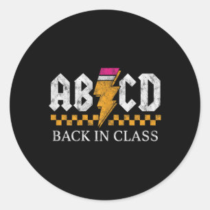 Boys Girls Teachers Rock Back To School Abcd Back  Classic Round Sticker