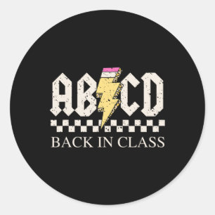 Boys Girls Teachers Rock Back to School ABCD Back Classic Round Sticker