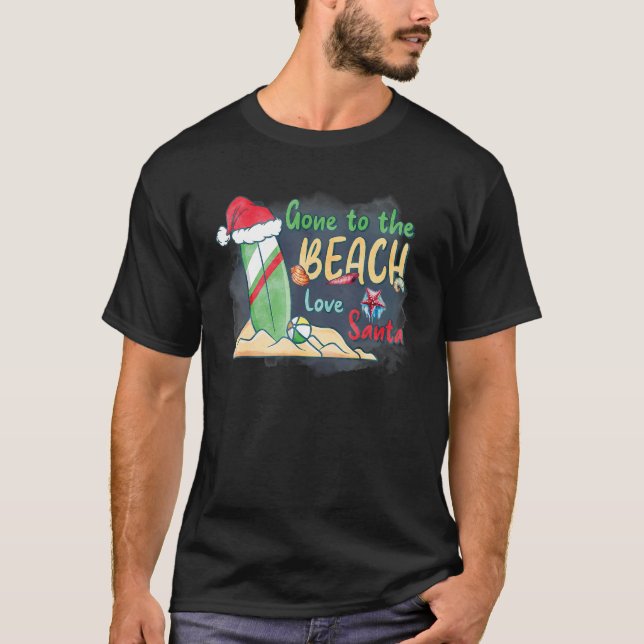 Boys Girls Xmas Santa Gone To Beach Christmas In J T-Shirt (Front)