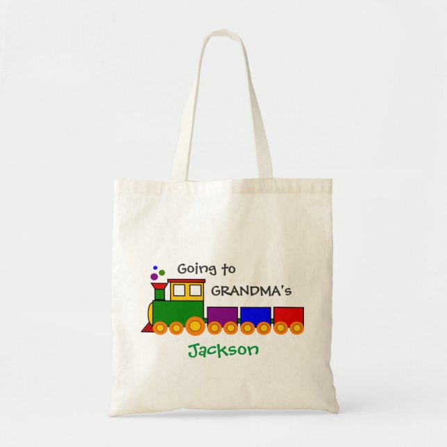 Boys Going to Grandma Overnight Bag with Train (Front)