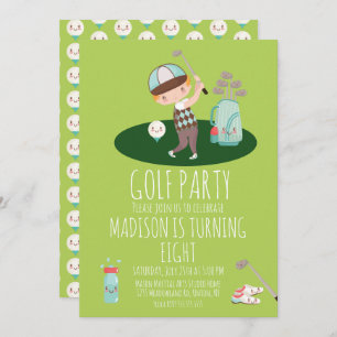 Boys Golf Cute Birthday Party  Invitation