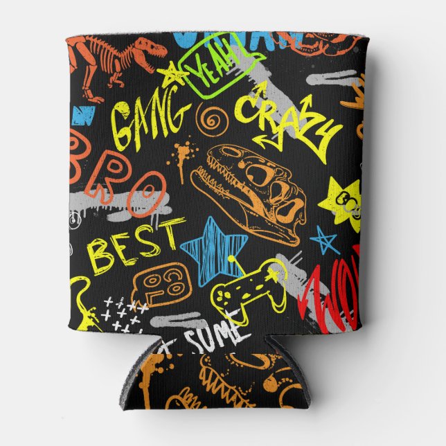 Boys' Graffiti: Hand Drawn Coolness Can Cooler (Front)