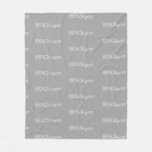 Boys Grey Personalised Script Name Fleece Blanket
