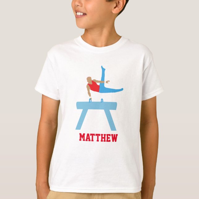 Boys Gymastics Man on Pommel Horse Cool T-Shirt (Front)