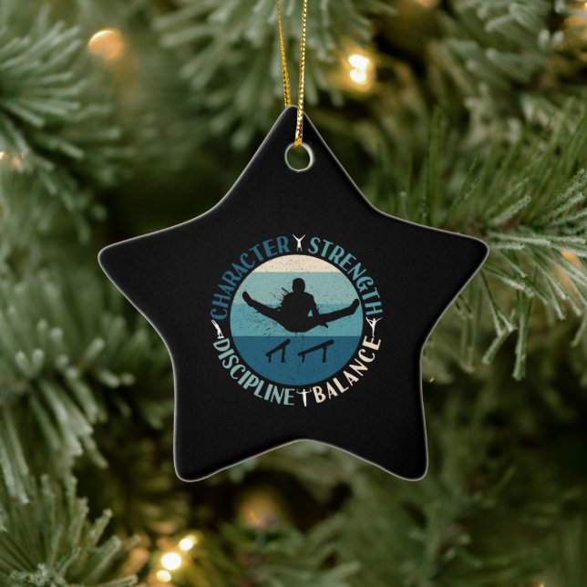 Boys Gymnastics Character Strength Discipline Ceramic Tree Decoration (Tree)