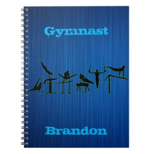 Boys Gymnastics Personalised Blue Spiral Notebook