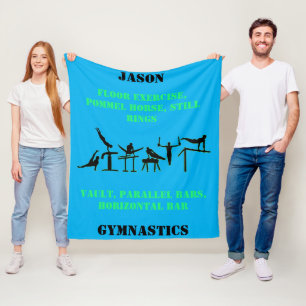 Boys Gymnastics Personalised Fleece Blanket
