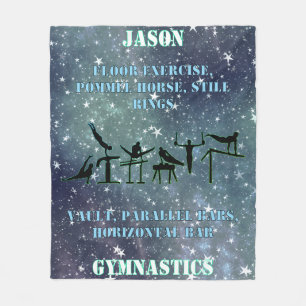 Boys Gymnastics Personalised Galaxy Fleece Blanket