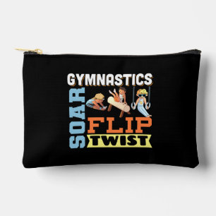 Boys Gymnastics Quote - Soar Flip Twist Accessory Pouch