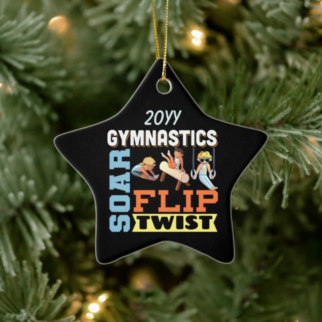 Boys Gymnastics Quote - Soar Flip Twist  Ceramic Tree Decoration (Tree)