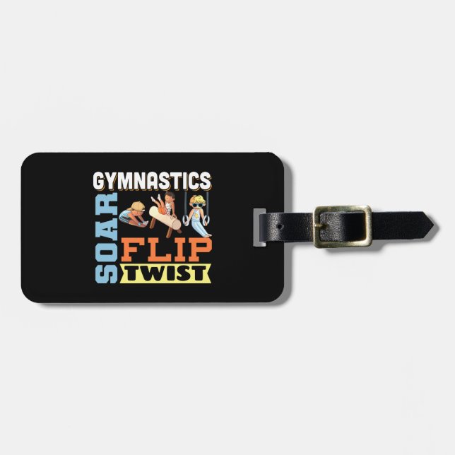 Boys Gymnastics Quote - Soar Flip Twist  Luggage Tag (Front Horizontal)