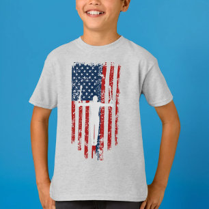 Boys Gymnastics Rings Distressed American Flag T-S T-Shirt