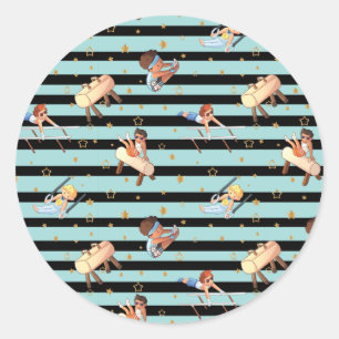 Boys Gymnastics Rings Parallel Bars Pommel Horse Classic Round Sticker