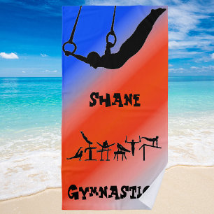 Boys Gymnastics Rings Patriotic Red White Blue Beach Towel