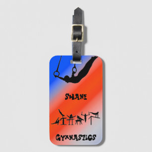 Boys Gymnastics Rings Patriotic Red White Blue Luggage Tag