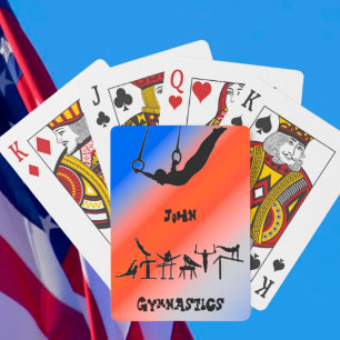 Boys Gymnastics Rings Patriotic Red White Blue Playing Cards