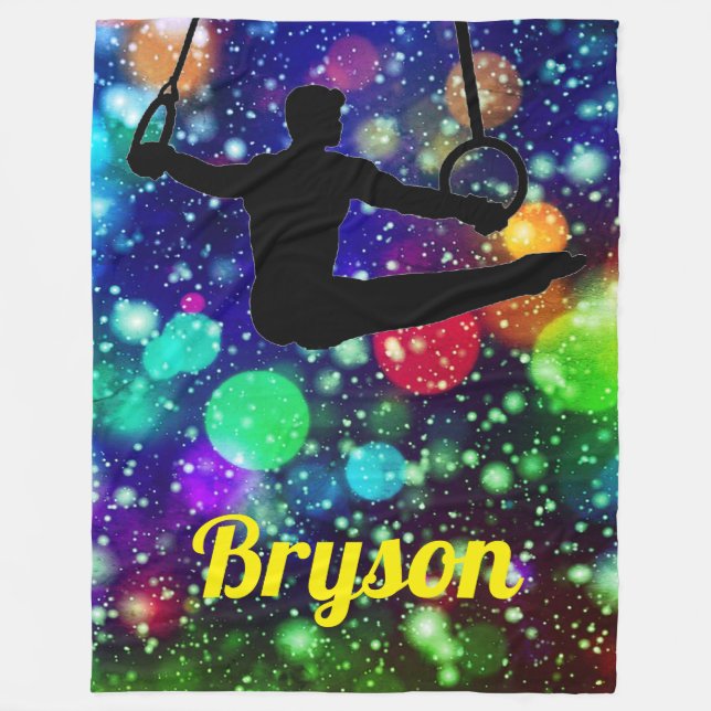 Boys Gymnastics Rings Personalised  Fleece Blanket (Front)