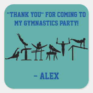 BOYS Gymnastics "Thank You" Party Stickers