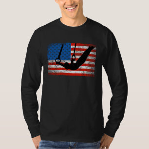 Boys Gymnastics US Flag Male Gymnast Patriotic Rin T-Shirt