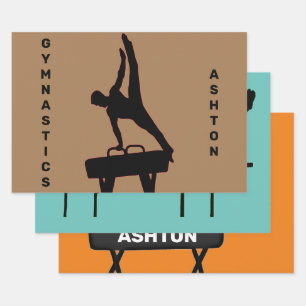 Boys Gymnastics Wrapping Paper Sheet Set