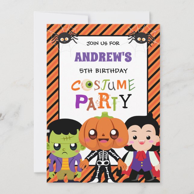 Boys Halloween Costume Party 9th Birthday Invitation (Front)