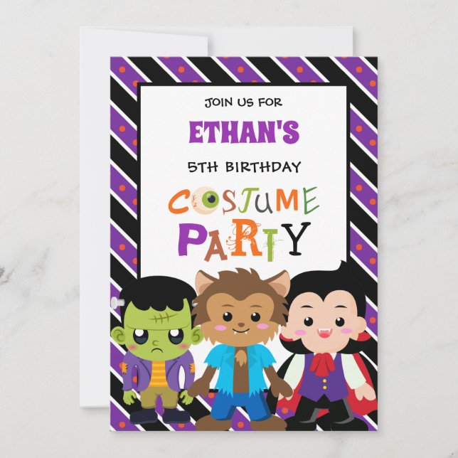 Boys Halloween Costume Party Birthday Invitation (Front)