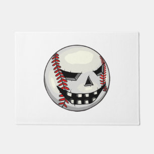 Boys Halloween Jack O Lantern Baseball Player Doormat