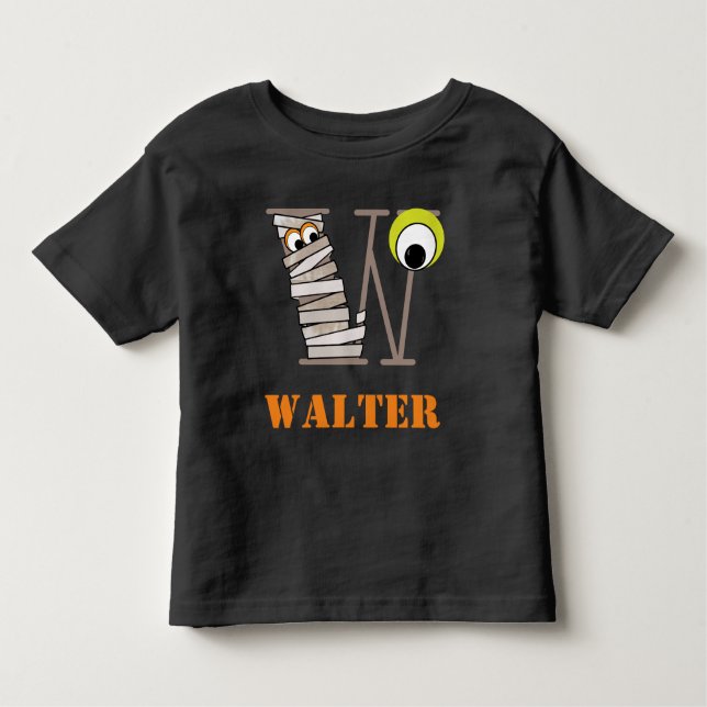 Boys HALLOWEEN Mummy Shirt w Initial W (Front)