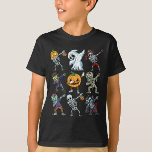 Boys Halloween  Skeleton Jack O Lantern Zombie Dab T-Shirt