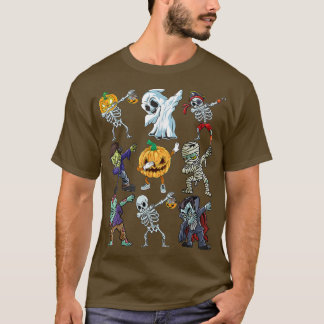 Boys Halloween Skeleton Jack O Lantern Zombie Dab T-Shirt