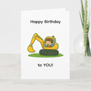 Boy''s Happy Birthday card with digger design