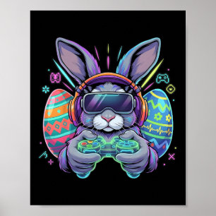 Boys Happy Easter Bunny Egg Video Game Boy Kids Me Poster