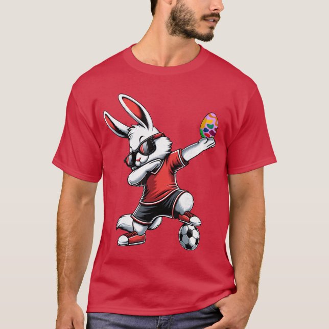 Boys Happy Easter Bunny With Soccer Easter Sport f T-Shirt (Front)