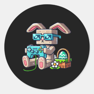 Boys Happy Easter Day Bunny Egg Video Game Gamer Classic Round Sticker