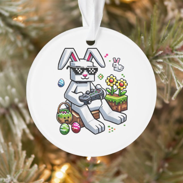Boys Happy Easter Day Bunny Egg Video Game Ornament (Tree)