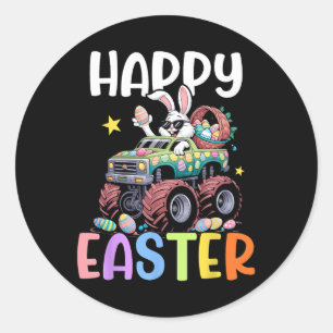 Boys Happy Easter Monster Truck Easter Eggs Bunny  Classic Round Sticker