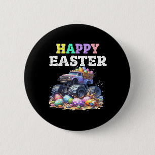 Boys Happy Easter Monster Truck Easter Eggs Toddle 6 Cm Round Badge