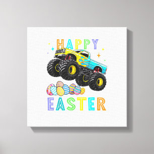 Boys Happy Easter Monster Truck Easter Eggs Toddle Canvas Print