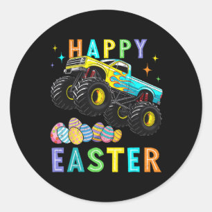 Boys Happy Easter Monster Truck Easter Eggs Toddle Classic Round Sticker